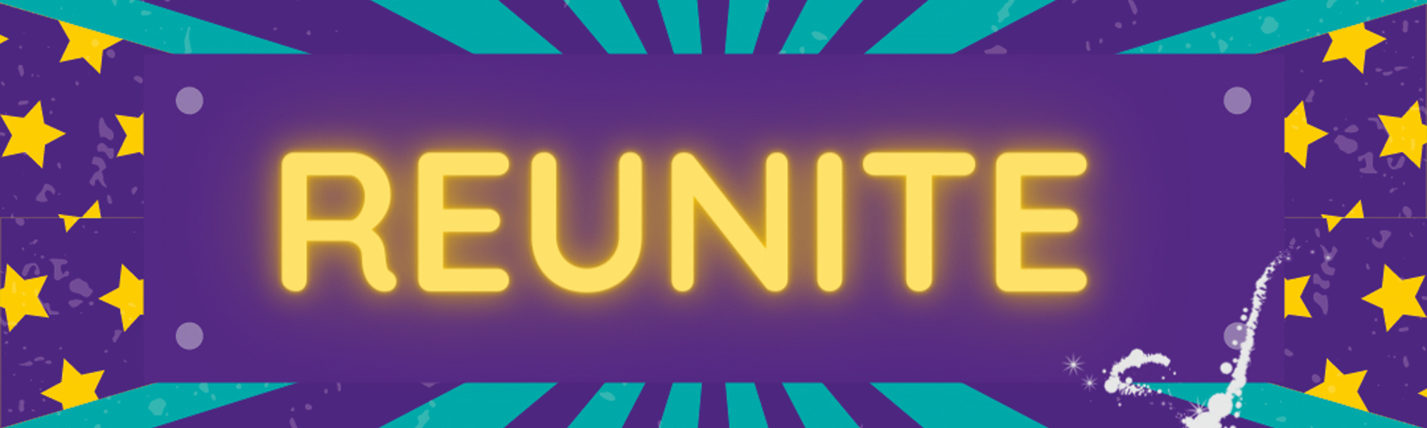 REUNITE on Blue and Purple background