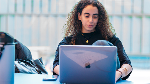 Student working on a laptop