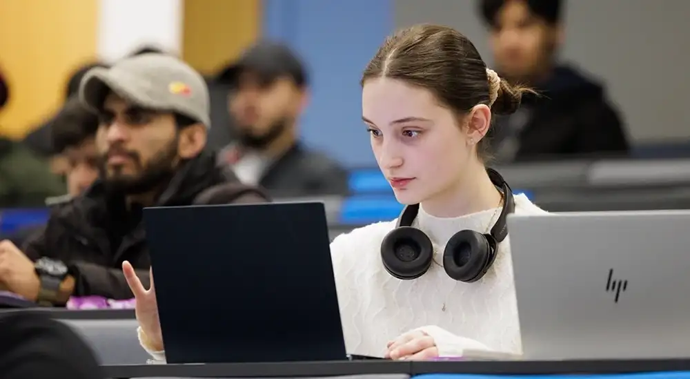 Student on a laptop
