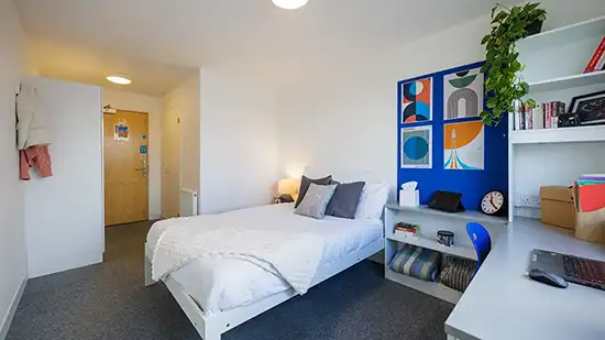 Room with bed and desk