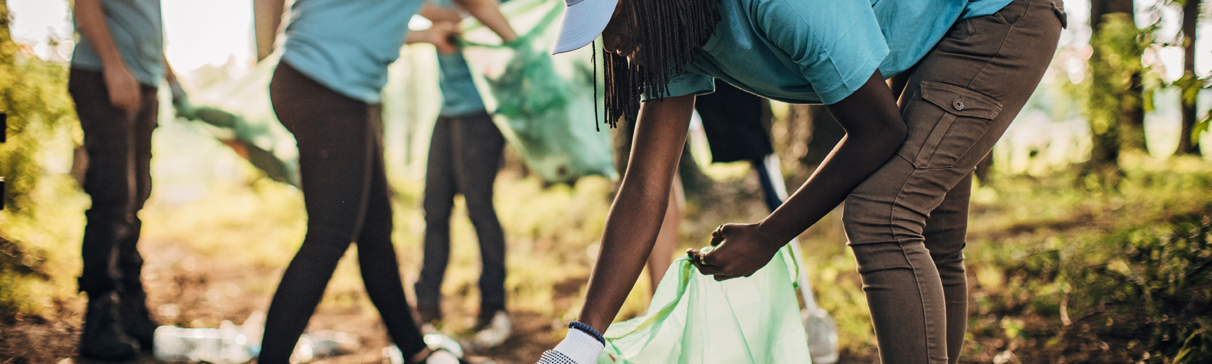 Group of people litter picking