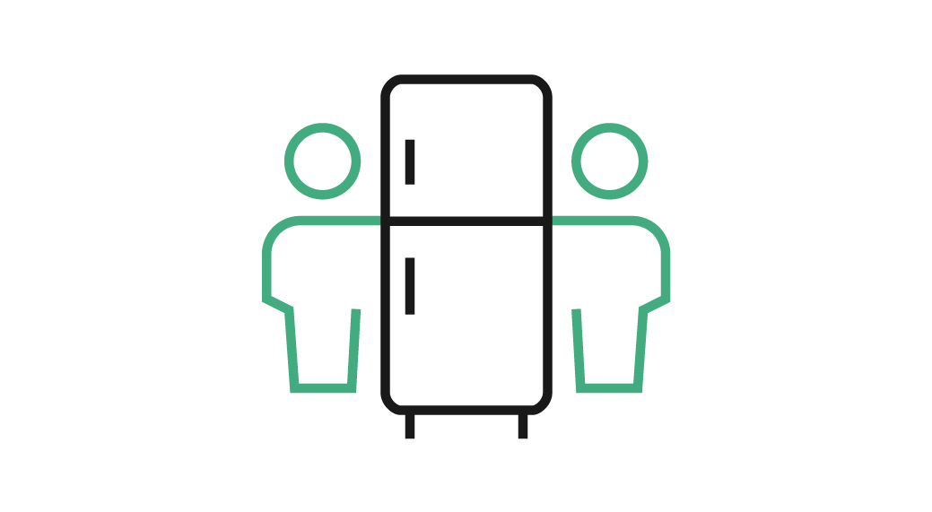 Icon showing two people next to a fridge