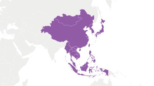 Graphic of the regions of South East and East Asia