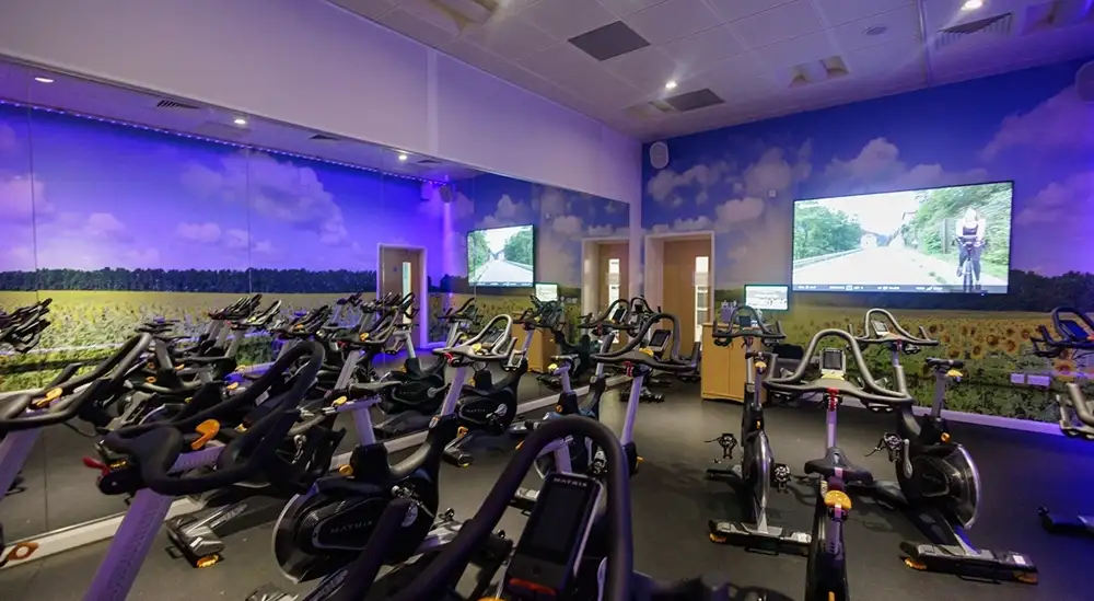 Studio with fitness bikes 