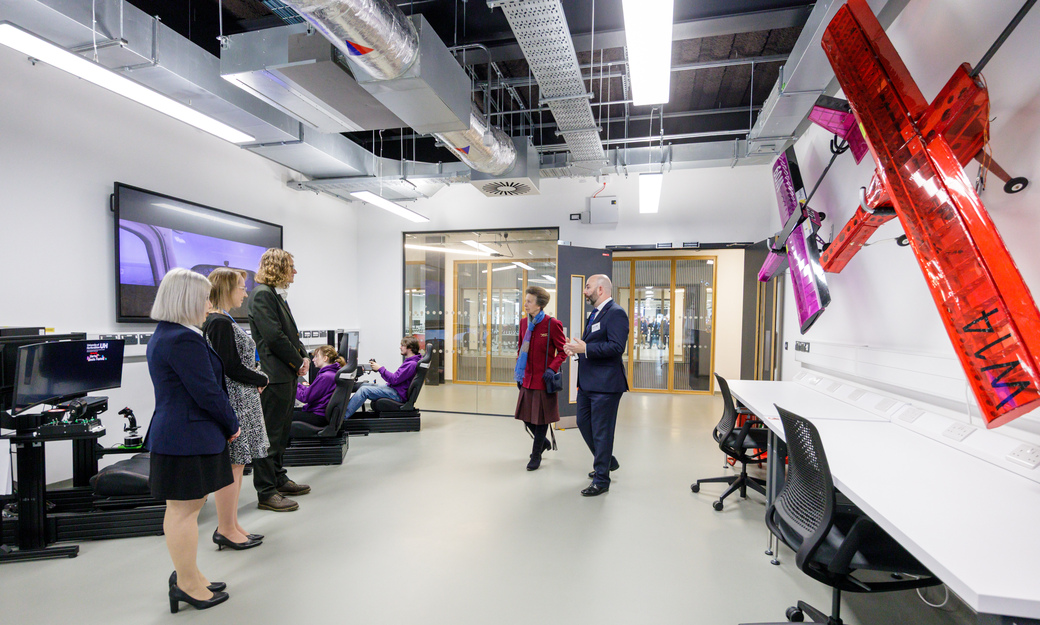 Princess Royal meeting three lecturers in Specs