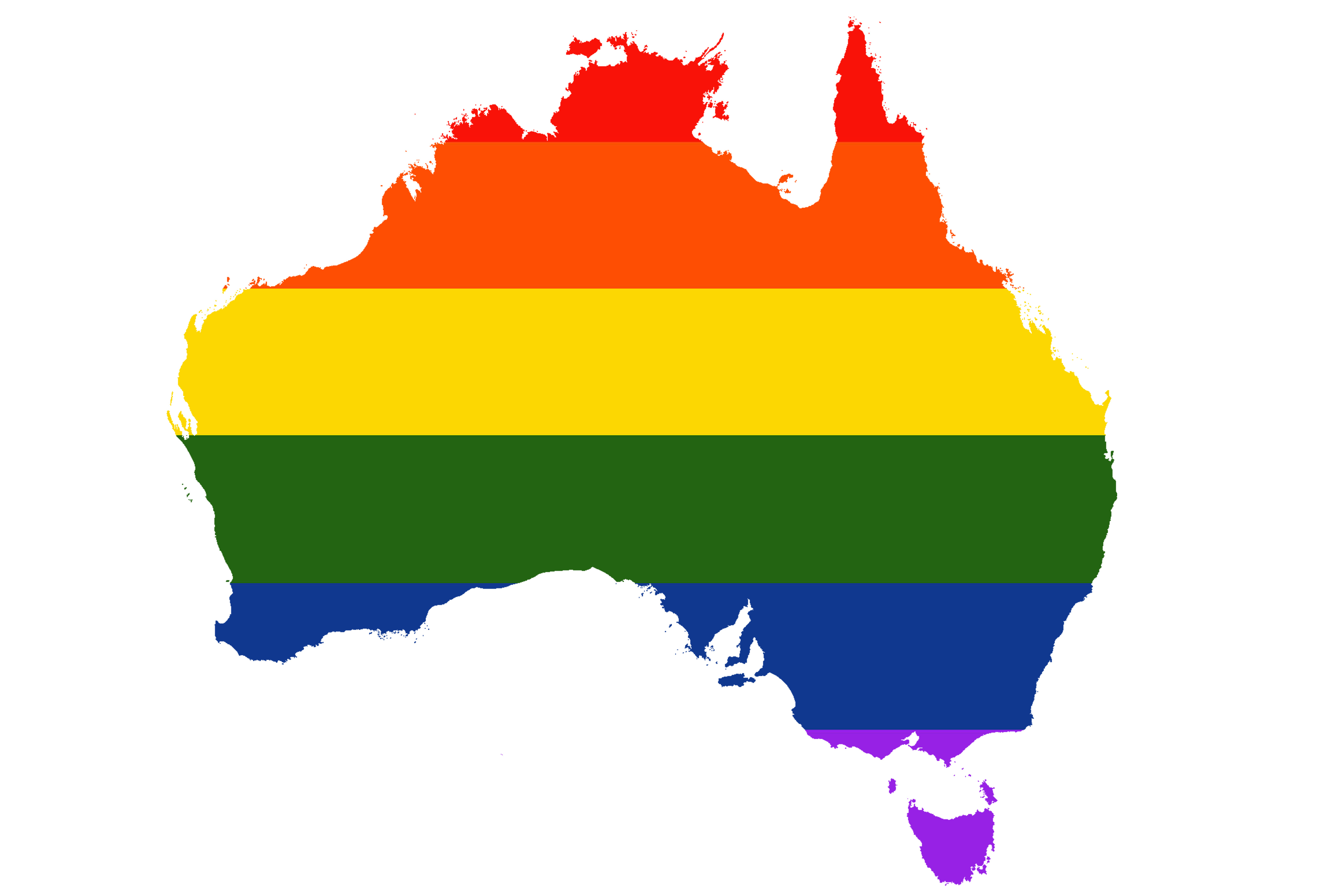 Map outline with pride flag overlay