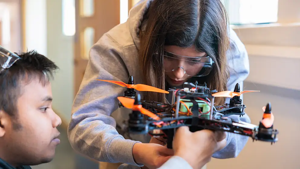 Students building drone header