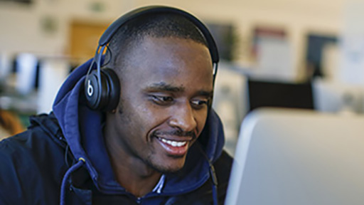 Student working on a computer