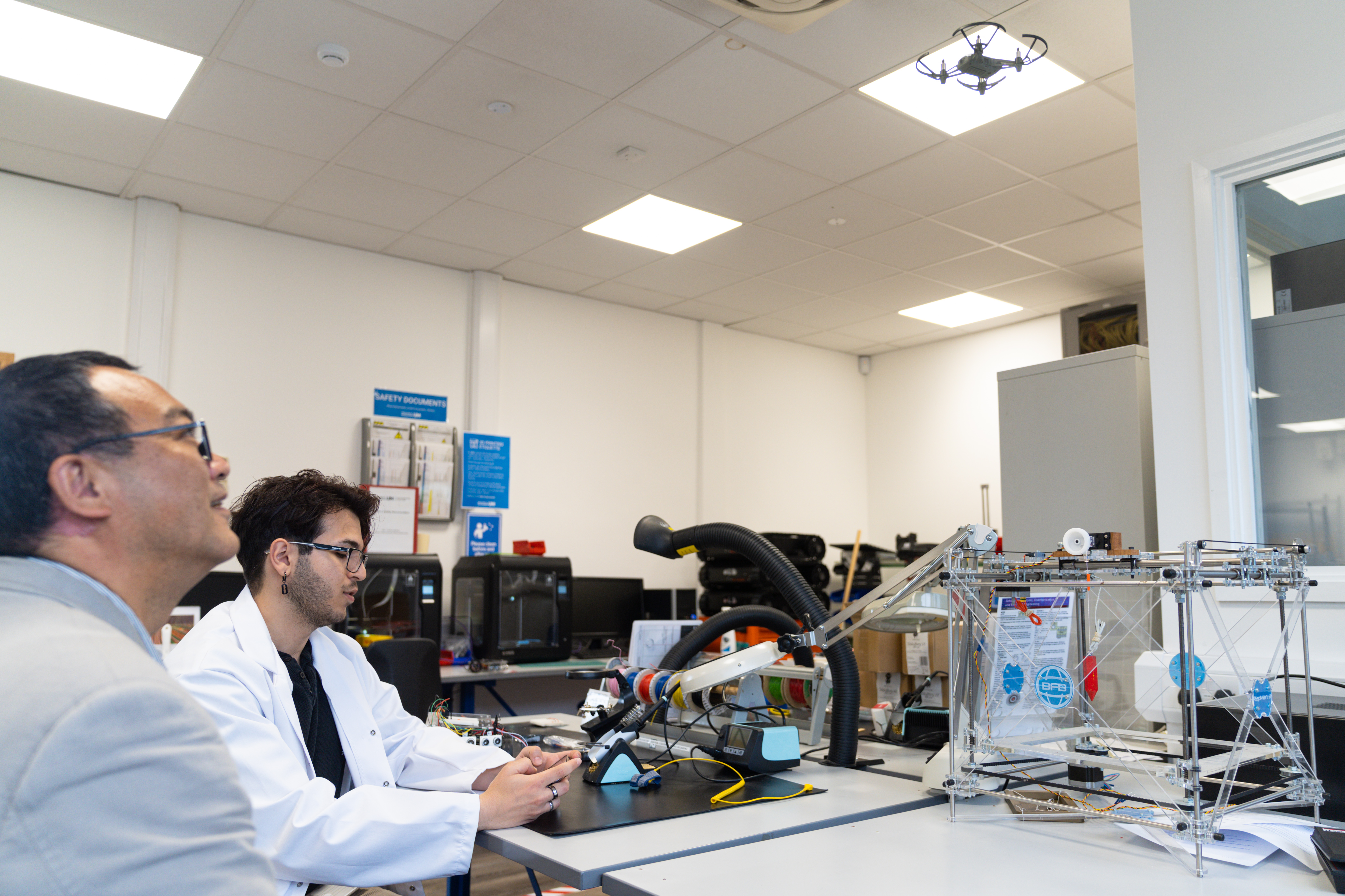 Student testing a drone