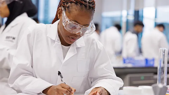Student in a lab coat