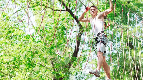 Person on a high ropes course