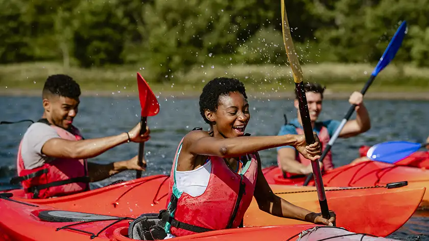 People kayaking