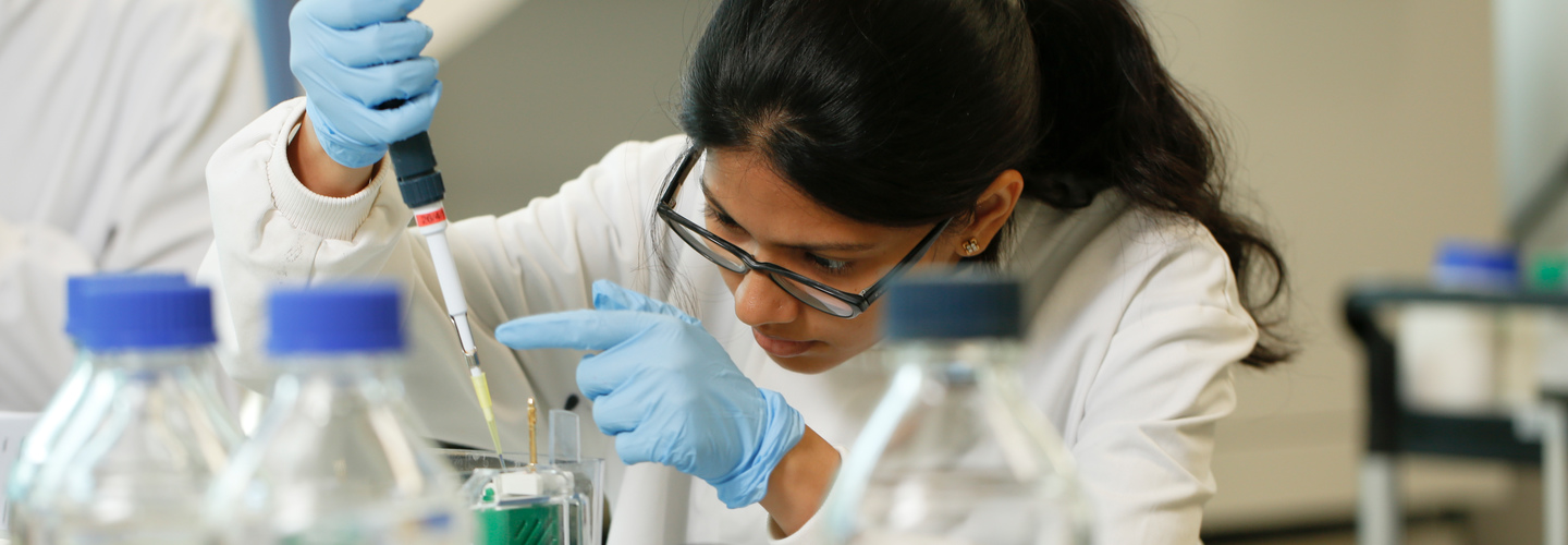 A female student in a lab