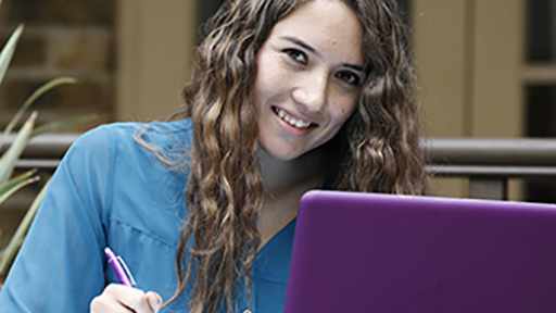 Student working on laptop