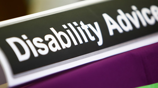 Disability Advice sign on desk