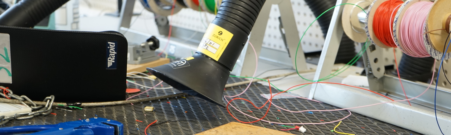 Electric wires on workbench