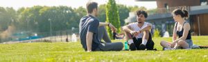 Students sitting on grass
