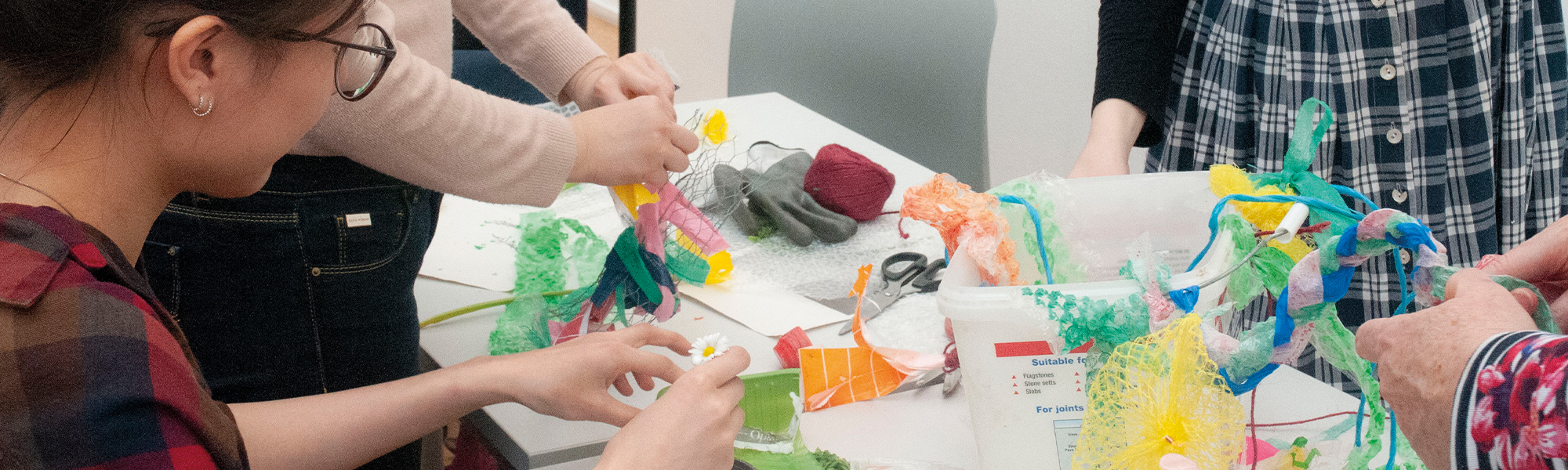 Students making arts and crafts