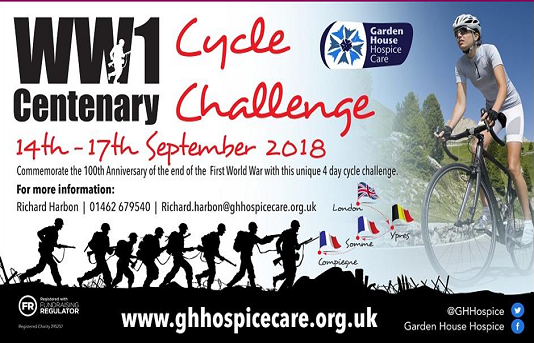 Garden House Hospice in Letchworth WW1 Centenary Cycle Challenge