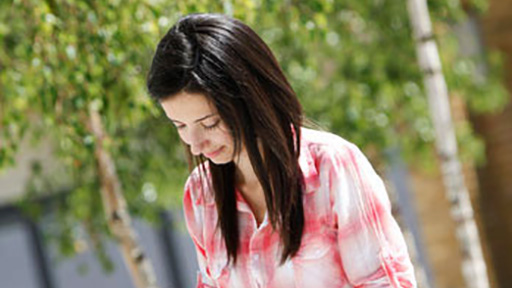 Student studying outside
