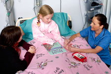 Child in a hospital bed