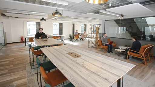 Herts Enterprise Hub interior, including working stations