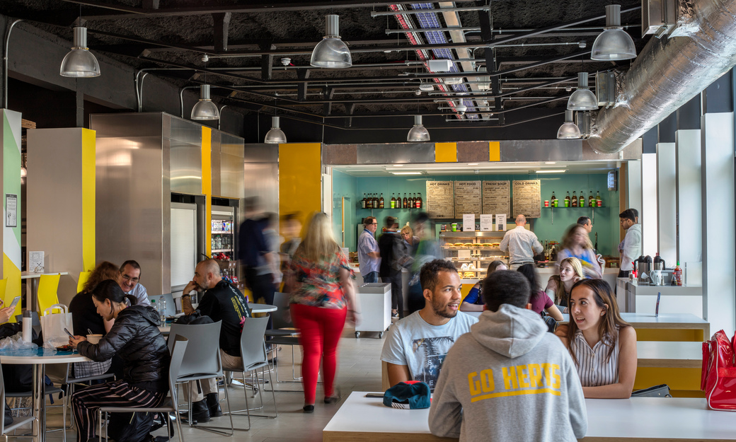 Students in a cafeteria 