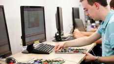 A computer sciences student working on a project