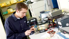 A research student working on a project