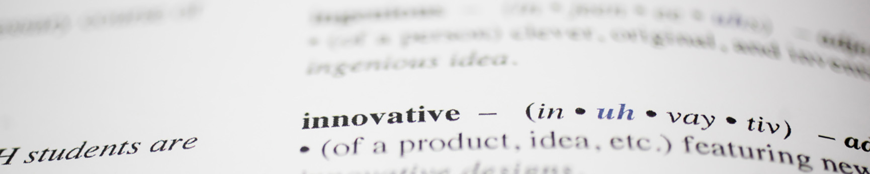 A dictionary page with the word 'Innovative.