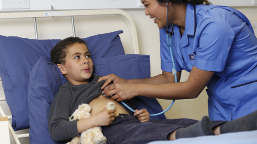 Nursing student practising in a ward