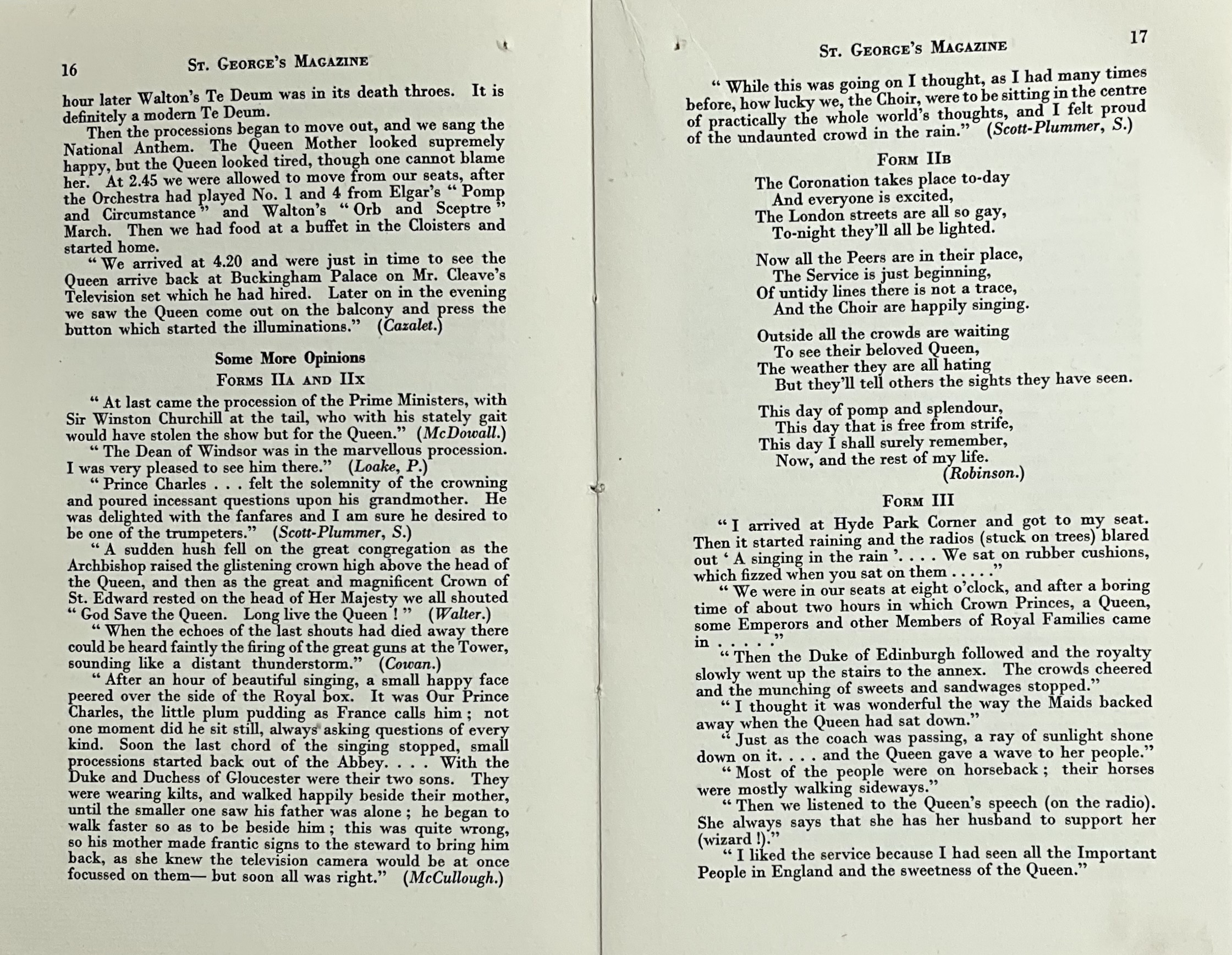 Inside pages of St Georges School Magazine 
