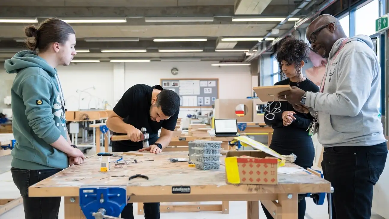 Group of students working. 