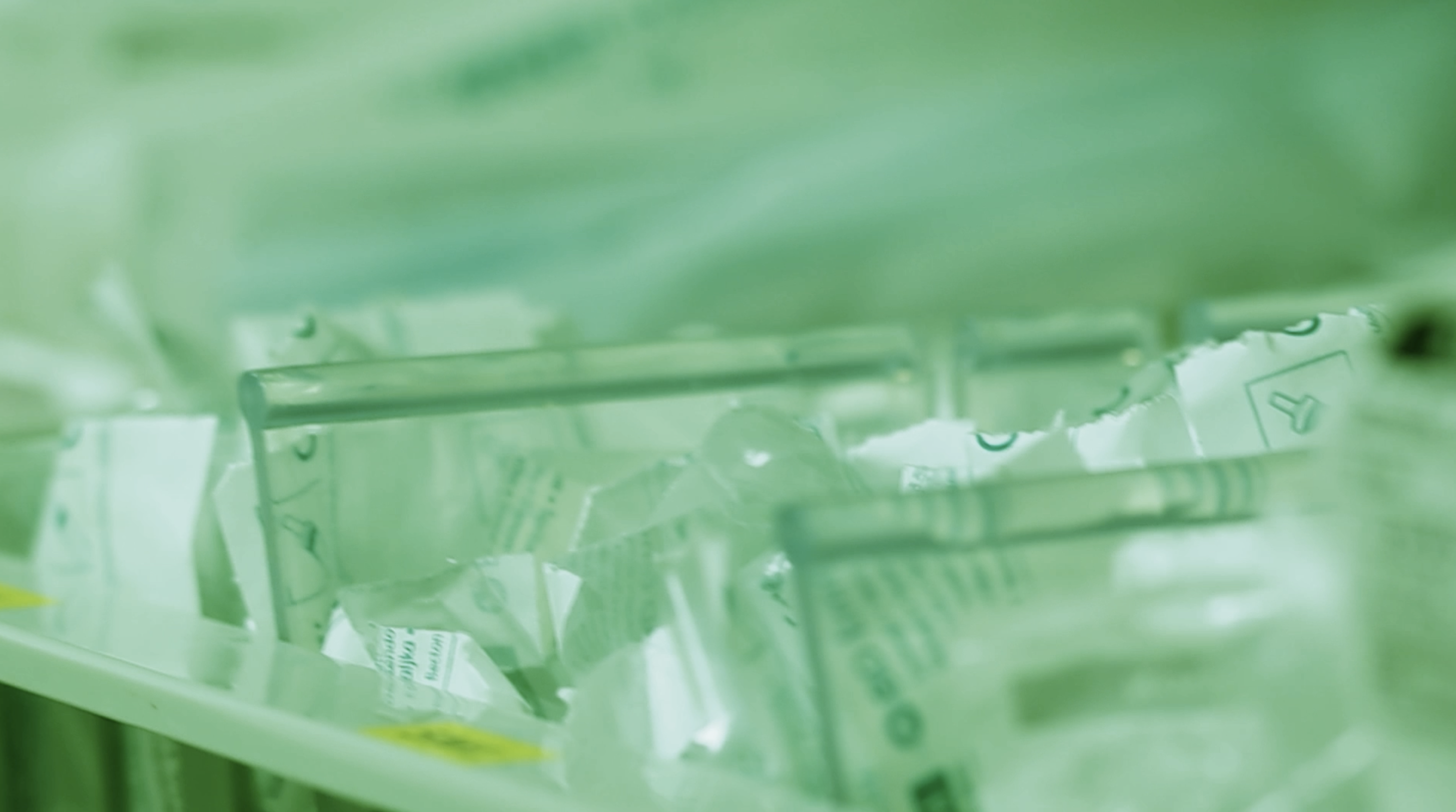 Open packets with a green glow