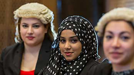 Students studying in law court