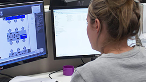 A woman working at a computer