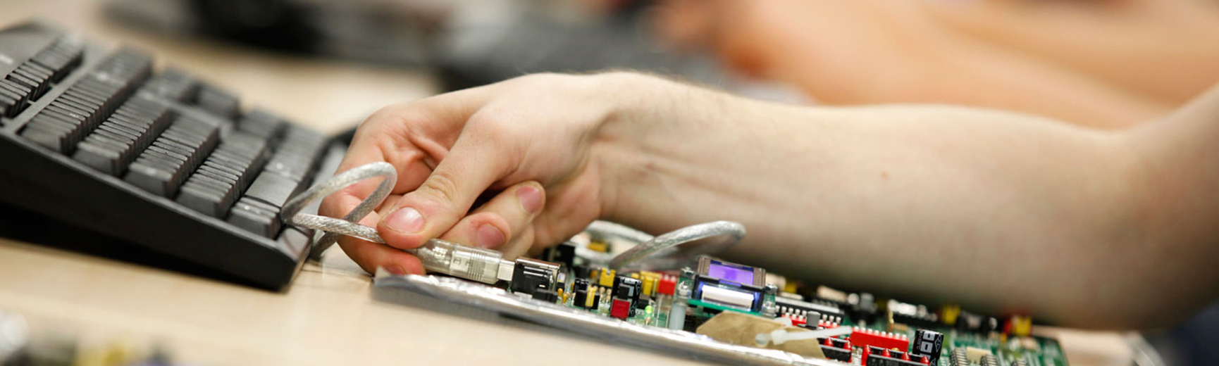 Student fixing wires