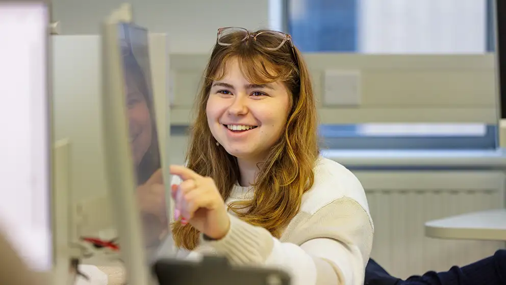 Student working header